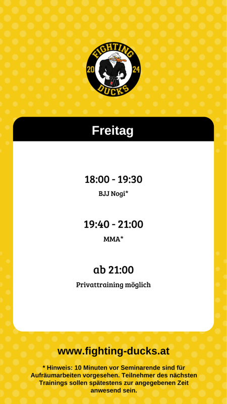 Trainingszeiten Freitag