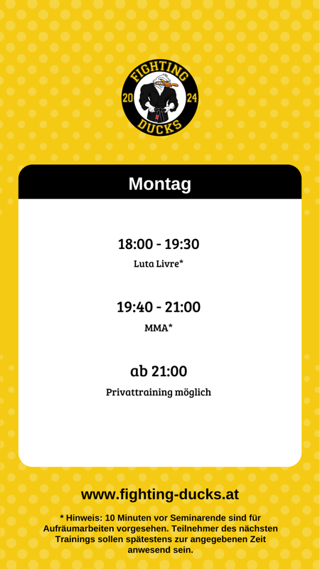 Trainingszeiten Montag
